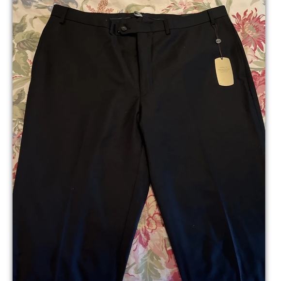 TASSO ELBA Greg Norman 42W x 30L FlatFront Wool Natural Stretch BLACK $150 NEW - Picture 9 of 13